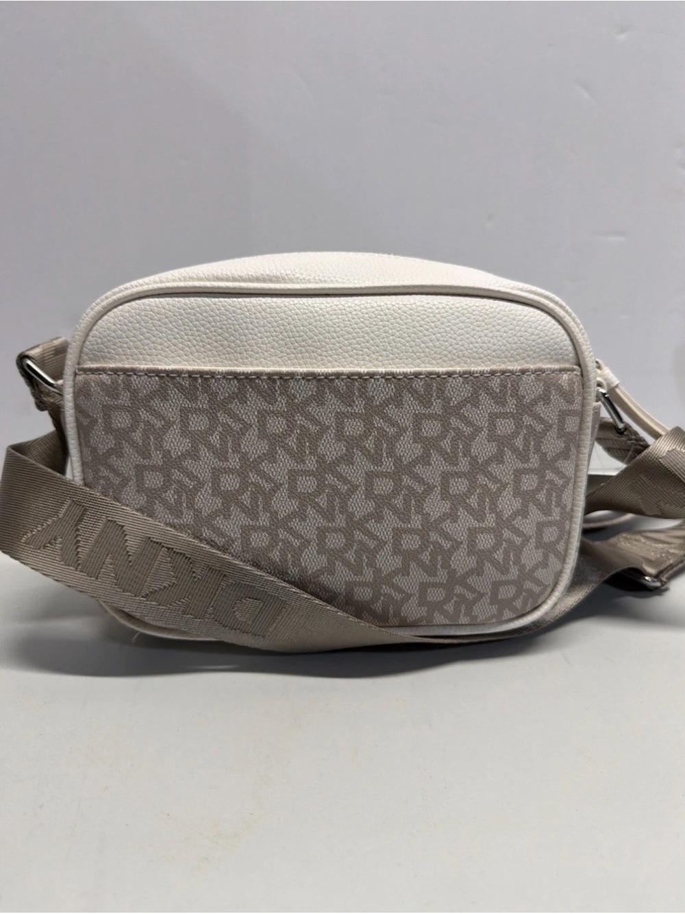 DKNY Logo Print Crossbody Bag - Beige/White - Marshmellow